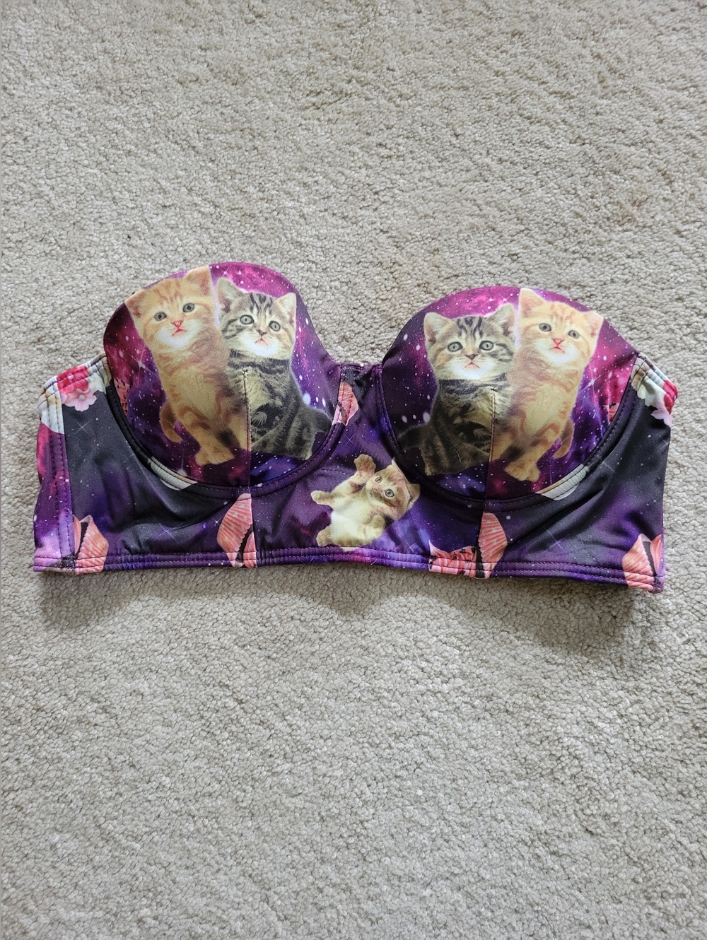 Cats and Cupcakes Space Bikini Swim Top Modcloth High Dive Medium Read